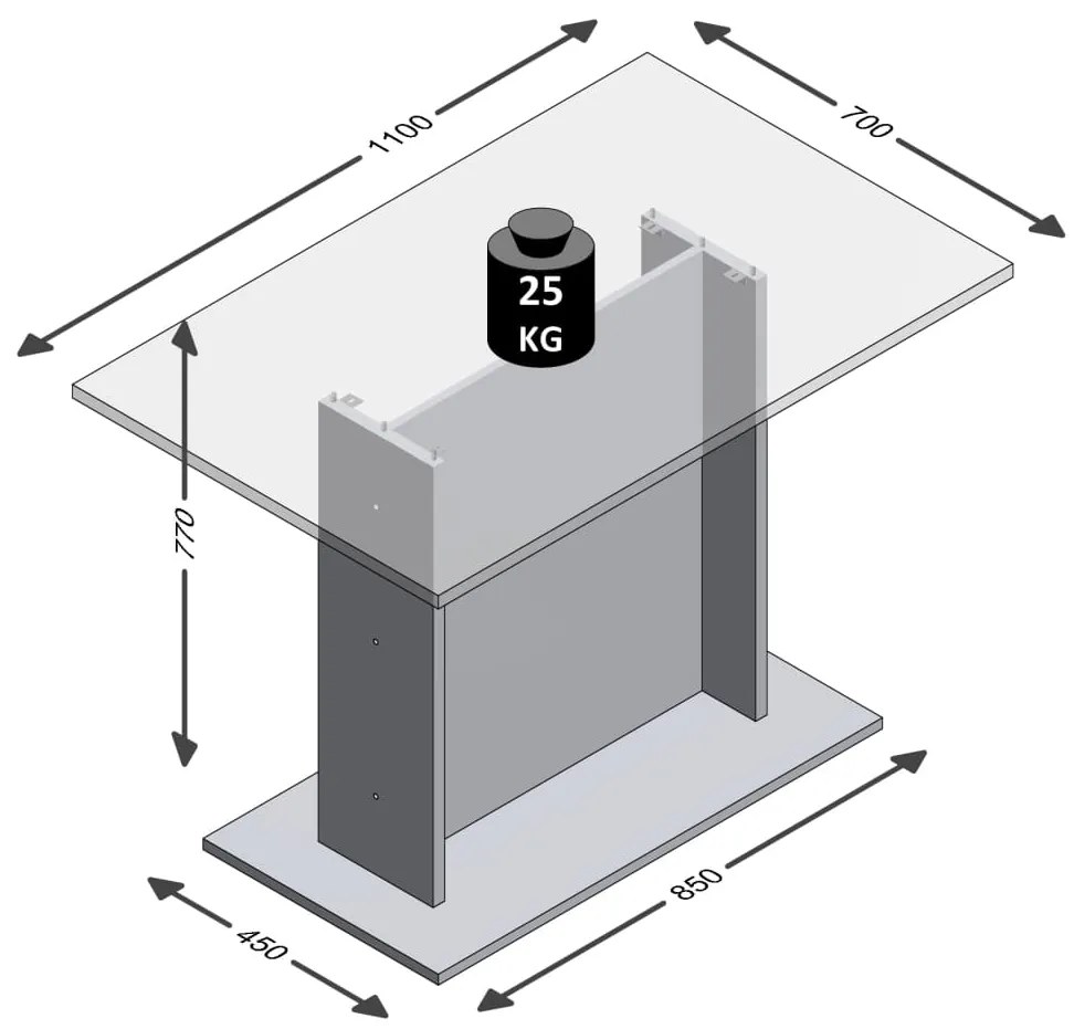 FMD Mesa de jantar 110 cm cinzento cimento