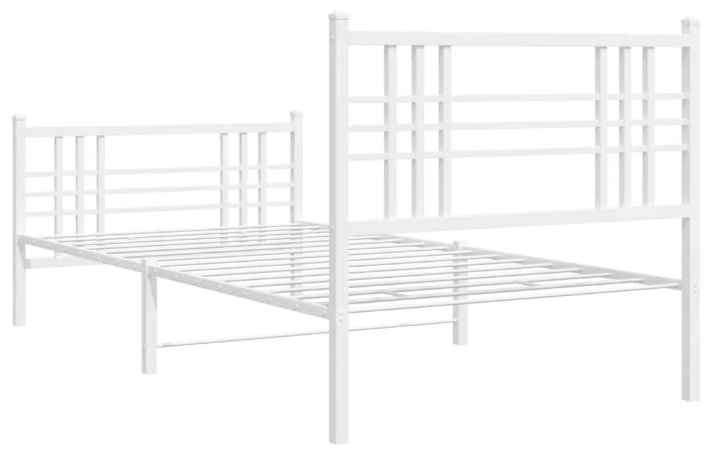 Estrutura de cama com cabeceira e pés 100x190 cm metal branco