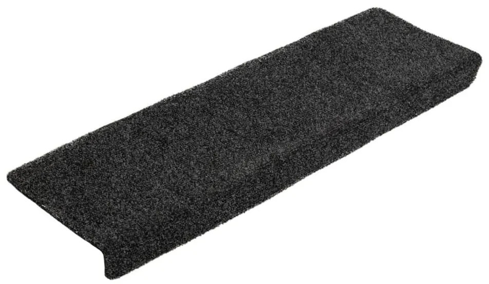 Tapetes de escada 5 pcs 65x21x4 cm agulhado cinzento