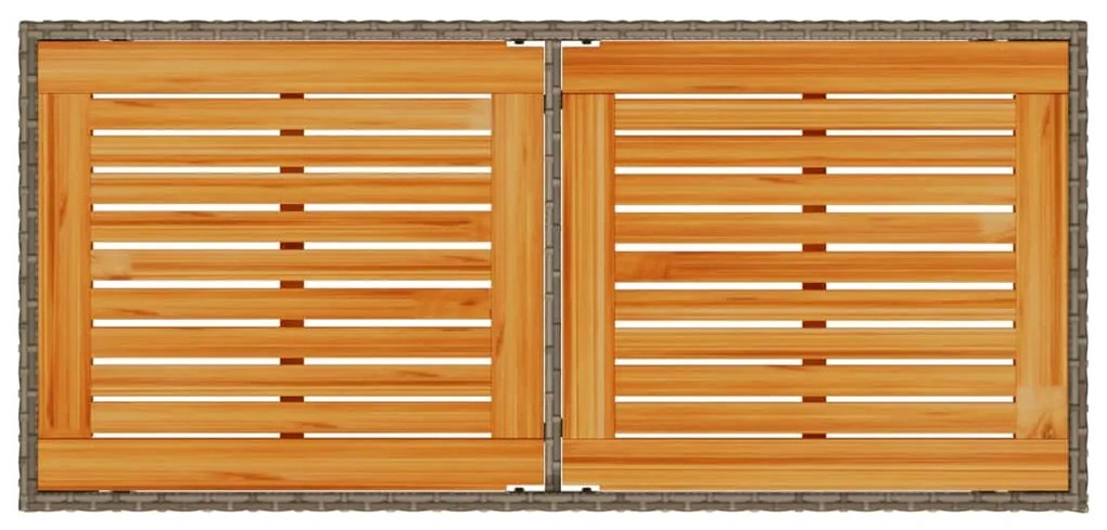 Mesa de jardim com tampo em acácia 115x54x74 cm vime PE cinza