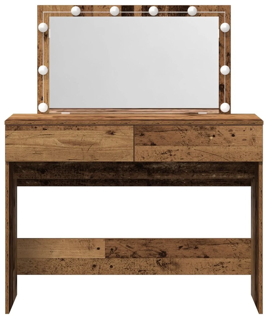 Mesa de Maquiagem com LED Madeira Velha 100x40x120 cm