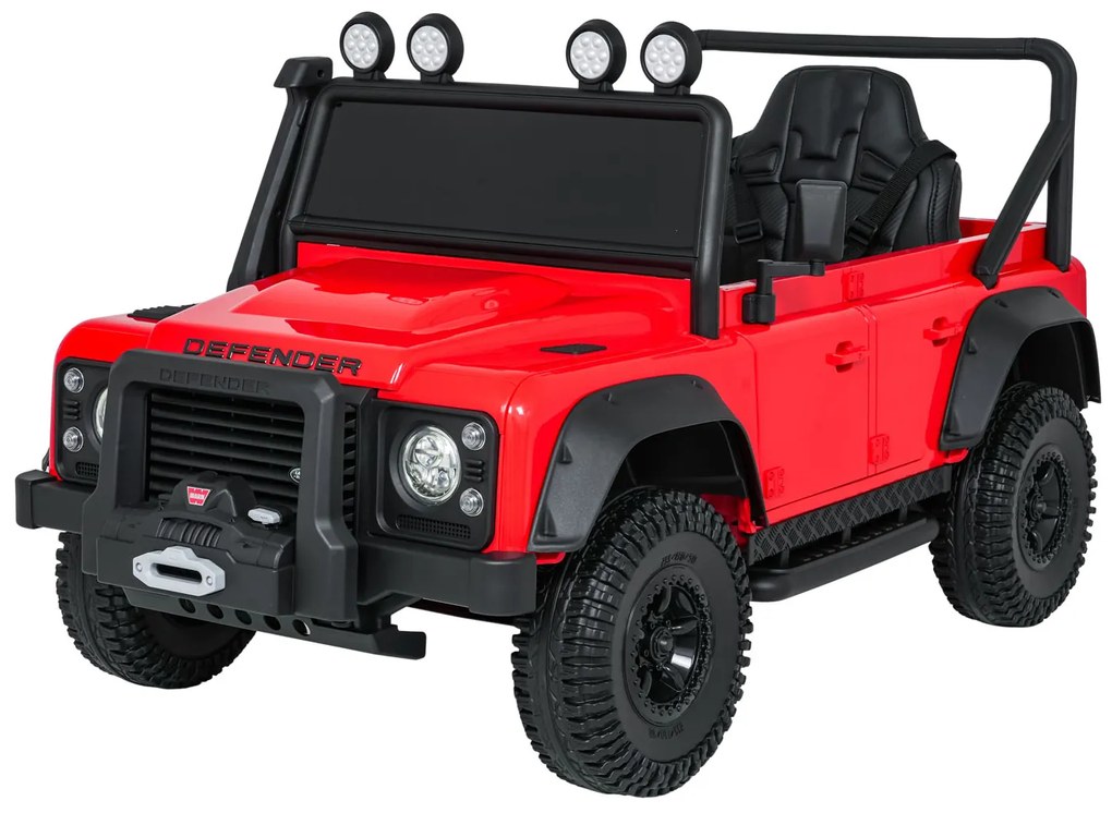 Jipe elétrico para Crianças 24V Land Rover Defender 110 SVX Concept Rodas Espuma EVA, Assento couro ecológico Vermelho