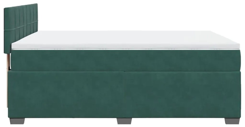 Cama com molas/colchão 160x200 cm veludo verde-escuro