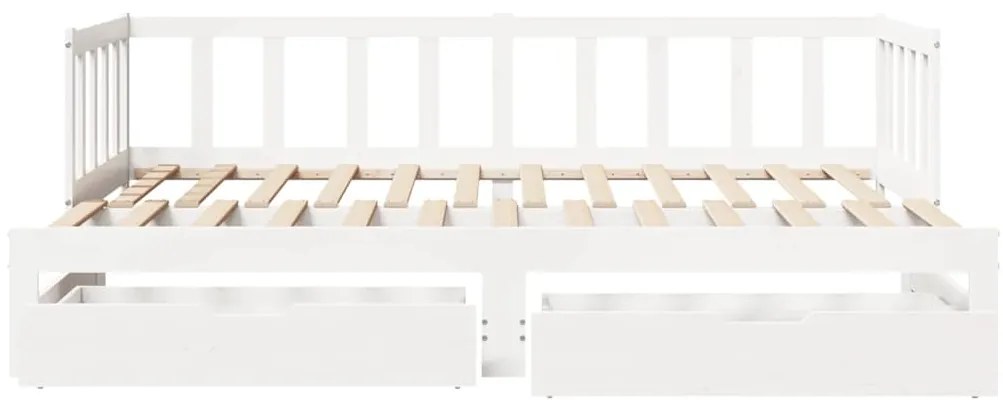 Sofá-cama com gavetão e gavetas sem colchão 80x200 cm branco