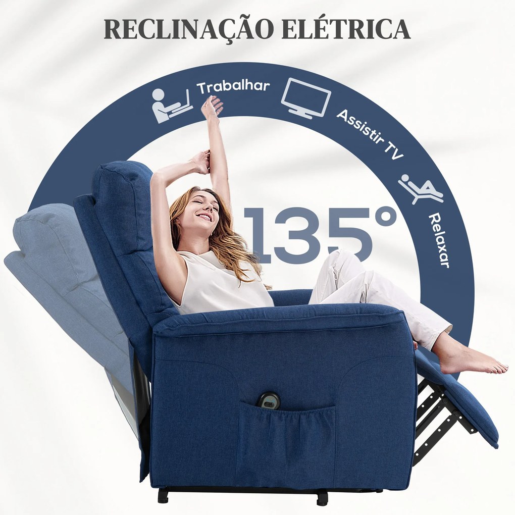 HOMCOM Poltrona Relax Reclinável Elétrica Poltrona Levanta Pessoas com