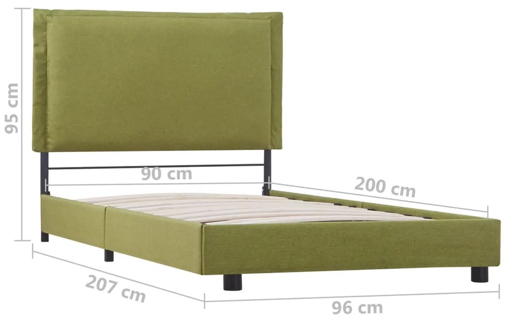 Estrutura de cama 90x200 cm tecido verde