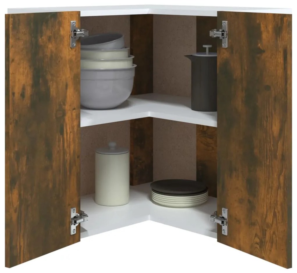 Armário canto suspenso “Lyon” derivados madeira carvalho fumado