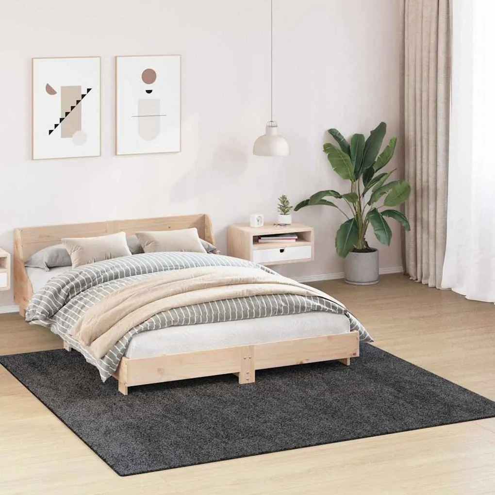 Tapete Shaggy vidaXL com Fundo de Látex Cinza Escuro 200x200 cm