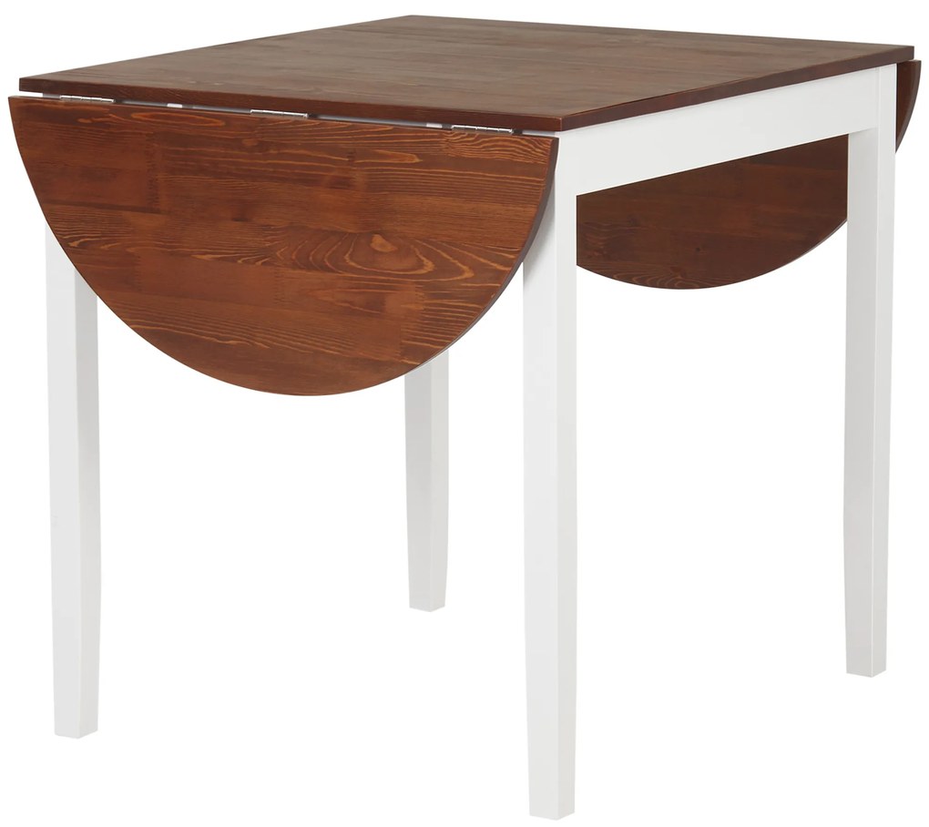 HOMCOM Mesa de Cozinha Dobrável de Madeira com Laterais Dobráveis para 4-6 Pessoas Carga 50 kg 140x70x75 cm Branco e Madeira