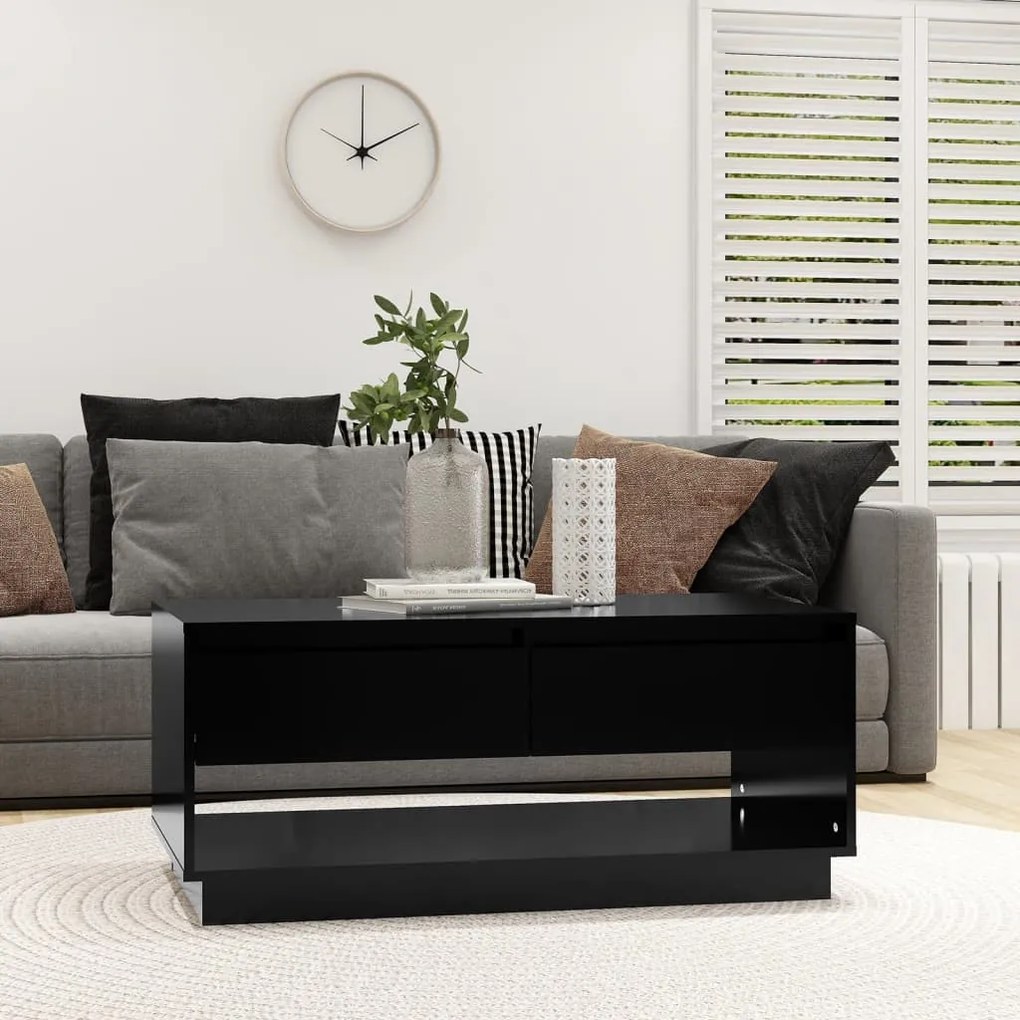 vidaXL Mesa de centro 102,5x55x44 cm derivados de madeira preto