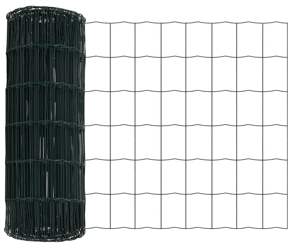 Cerca Euro com 7 Postes 0.8x10 m Aço Galvanizado Verde
