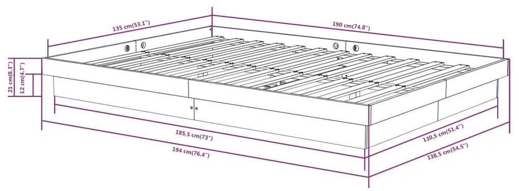 Estrutura de cama casal 135x190 cm madeira maciça branco