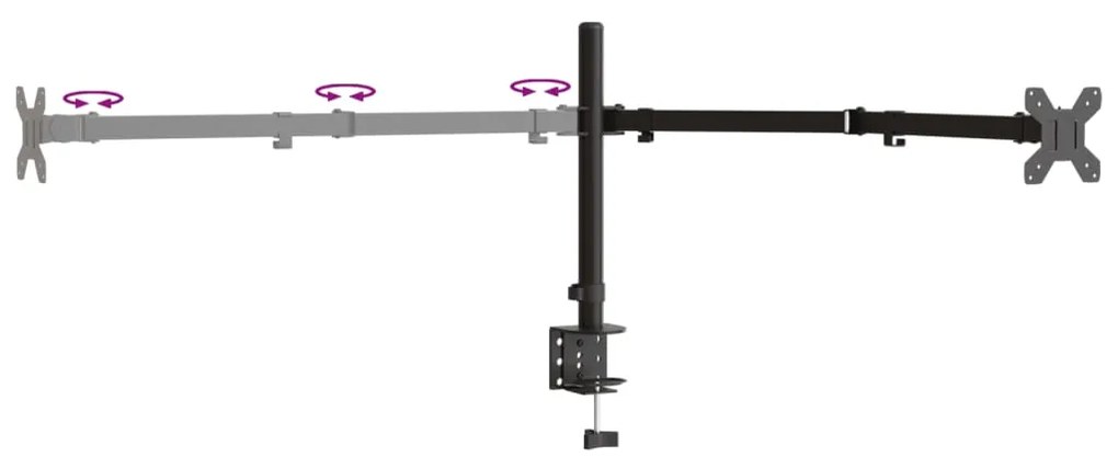 Suporte triplo para monitor VESA 75/100 mm aço preto