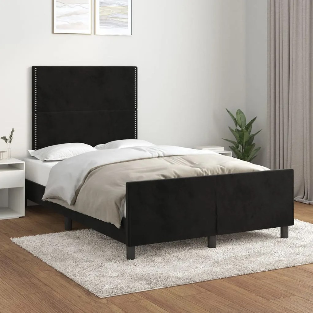 Estrutura de cama sem colchão 120x200 cm veludo preto