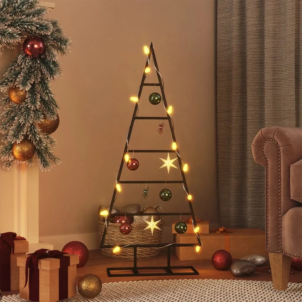 vidaXL Árvore de Natal para decoração 90 cm metal preto