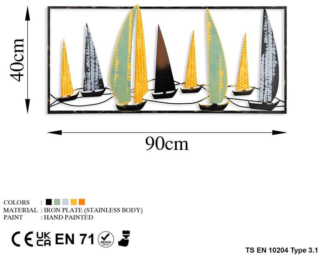 Acessório Decorativo de Parede Yelkenli – Multicolor – 40 x 90 cm