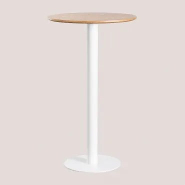 Mesa Alta De Bar Redonda Ø60 Cm Em Mdf Xiren Ø60 Cm & Branco - Sklum