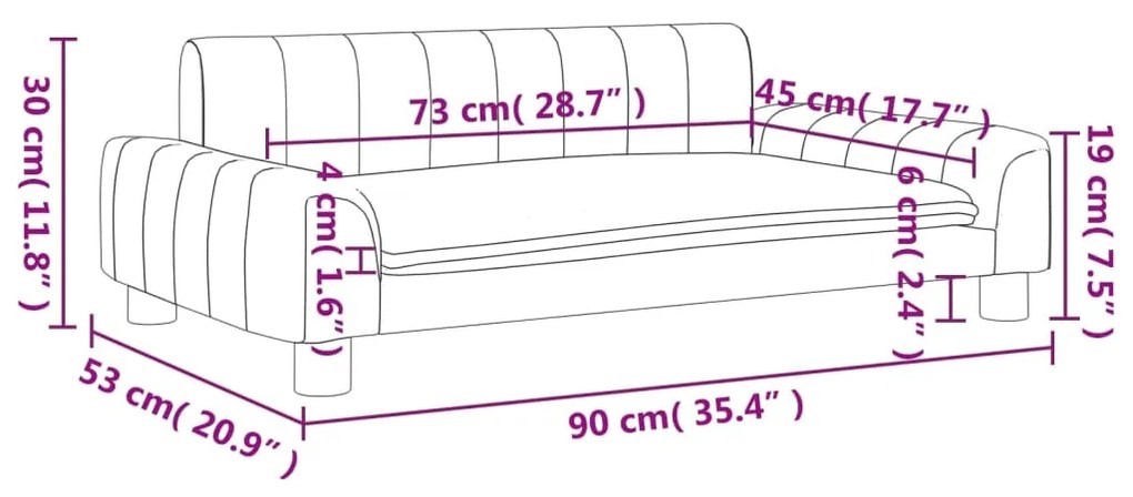 Sofá infantil 90x53x30 cm couro artificial cor creme