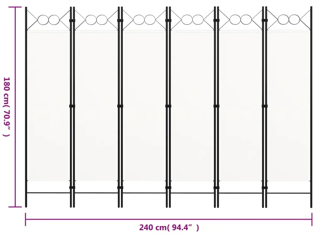 Divisória de quarto com 6 painéis 240x180 cm branco