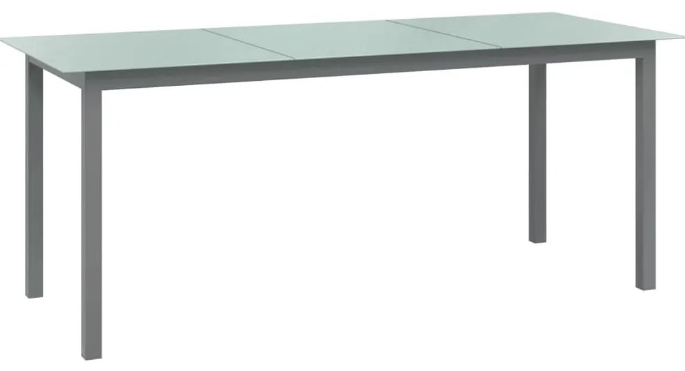 Mesa de jardim em alumínio e vidro 190x90x74 cm cinzento-claro
