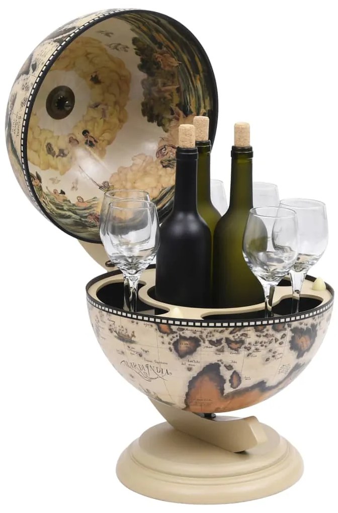 Garrafeira de mesa em forma de globo madeira de eucalipto branco