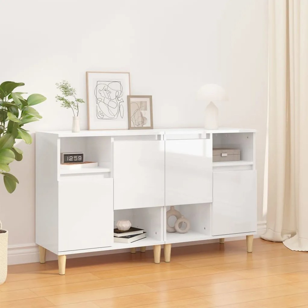 vidaXL Aparadores 2 pcs 60x35x70 cm derivados madeira branco brilhante