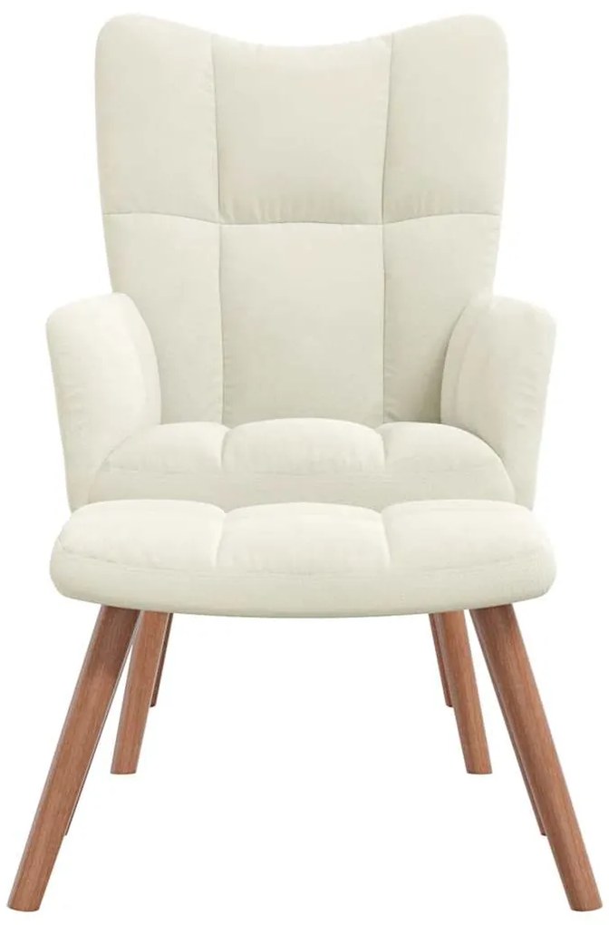 Cadeira de descanso com banco veludo branco nata