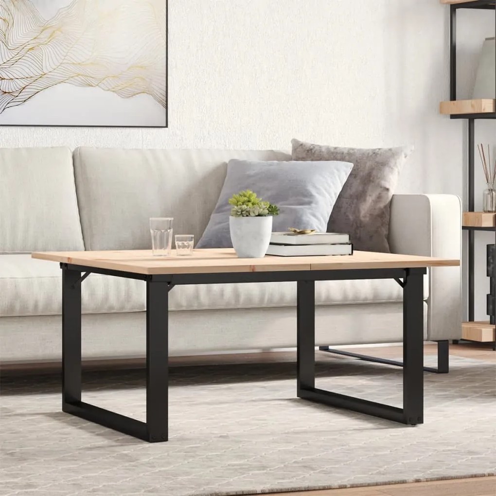 Mesa de centro estrutura em O 90x90x45 cm pinho e aço