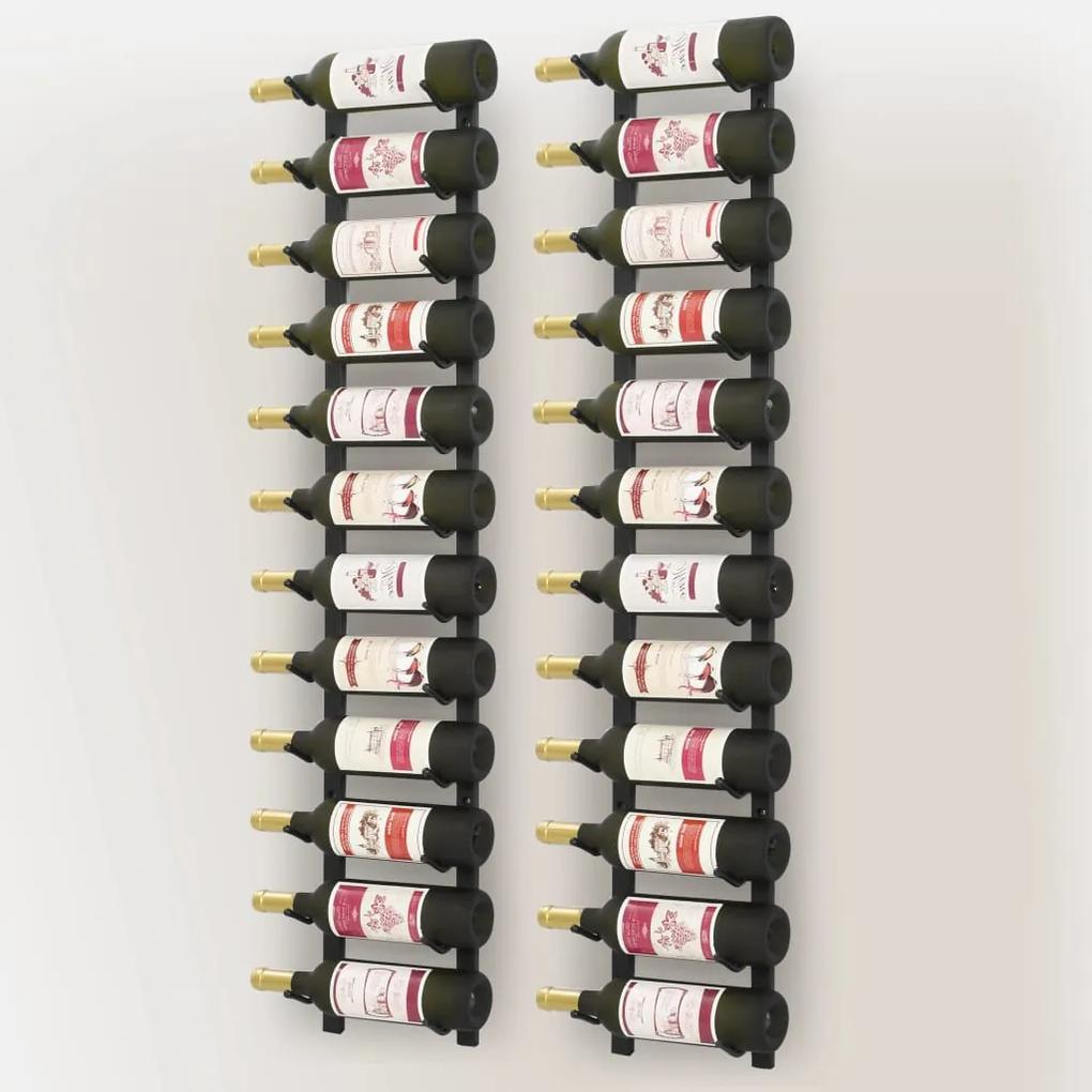 Garrafeiras de parede para 12 garrafas 2 pcs ferro preto