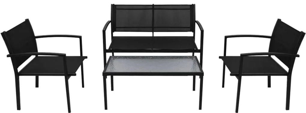 4 pcs conjunto lounge para jardim textilene preto