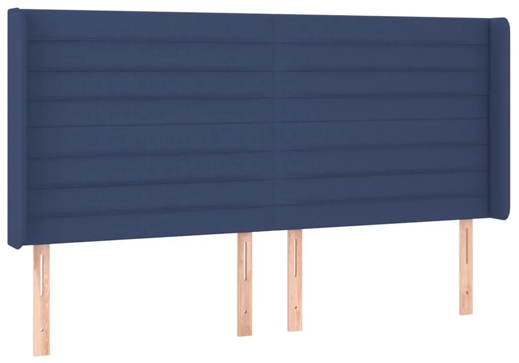 Cama box spring c/ colchão e LED 160x200 cm tecido azul