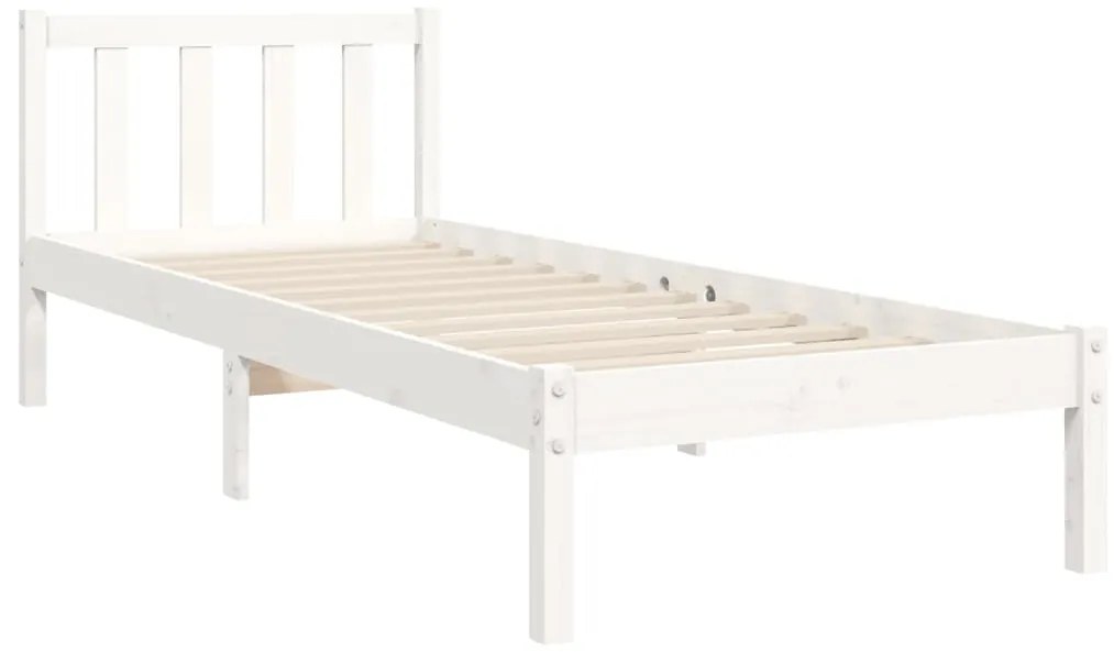 Estrutura de cama com cabeceira 90x190 cm madeira maciça branco