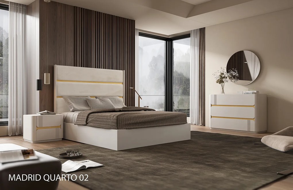 Cama Madrid 02 (Lacado I Personalizável) - 150x195cm, elevatorio