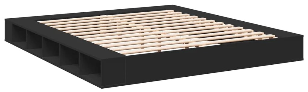 Estrutura de cama 200x200 cm derivados de madeira preto