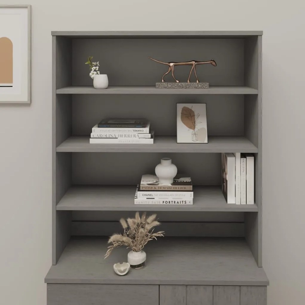 vidaXL Tampo armário alto HAMAR 90x30x100 cm pinho maciço cinza-claro