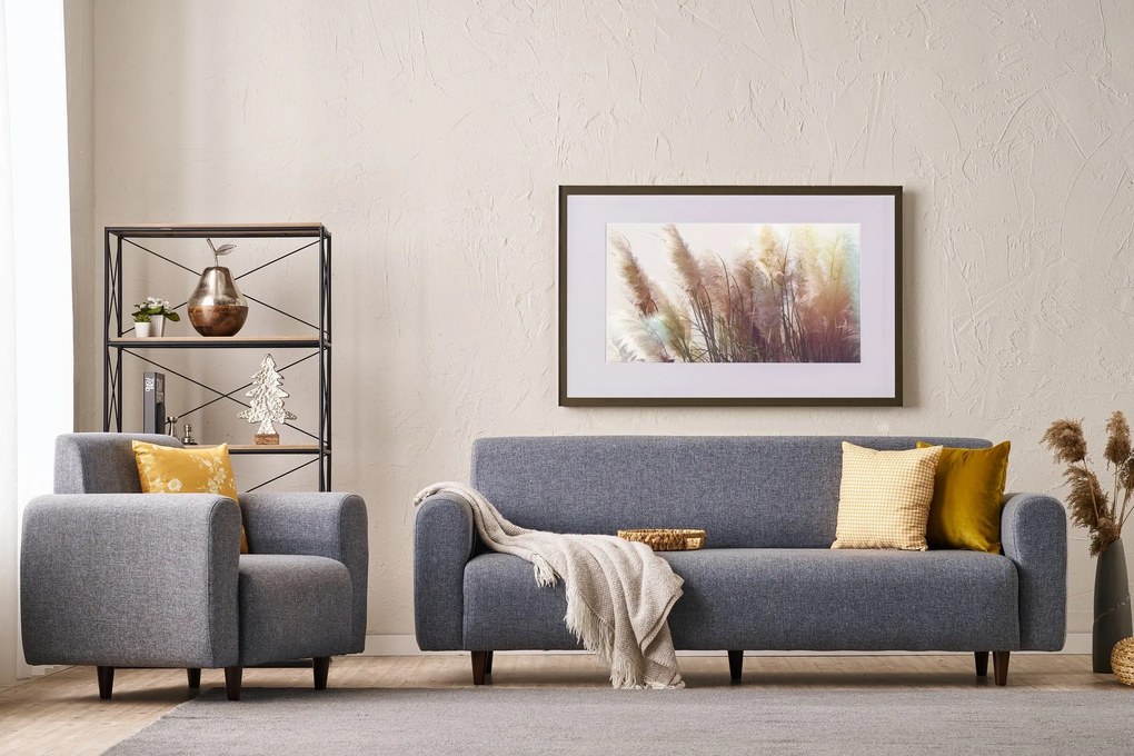 Conjunto de Sofás Noya – Cinzento – 3 Lugares: 220x87x70 cm, 1 Lugar: