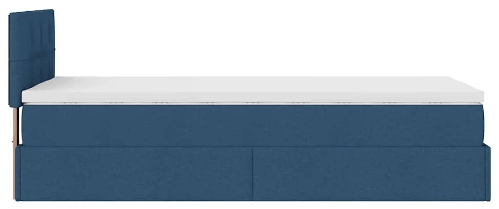 Cama otomana com colchão 100x200 cm tecido azul