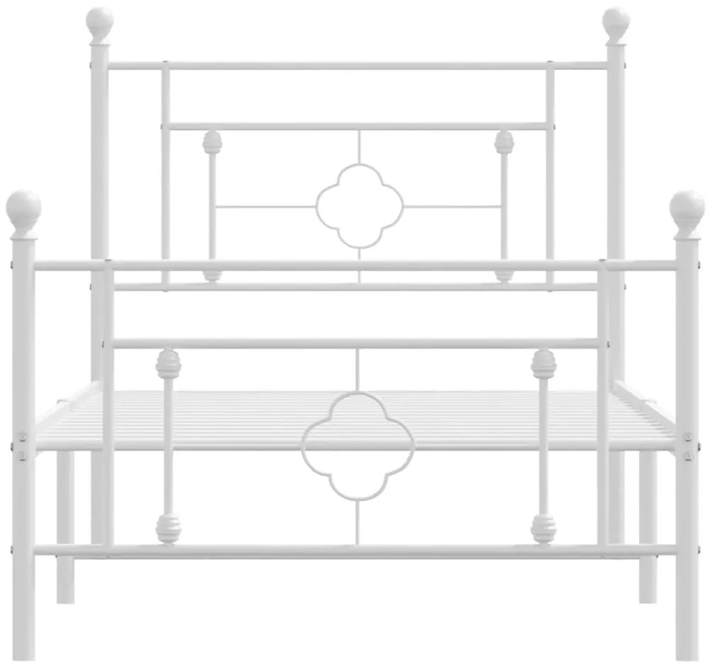 Estrutura de cama com cabeceira e pés 90x190 cm metal branco
