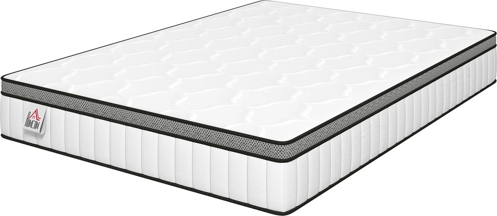 Colchão de 140 x 190 cm, 20 cm de espessura, colchão com molas ensacadas de 7 zonas e espuma viscoelástica com gel refrescante