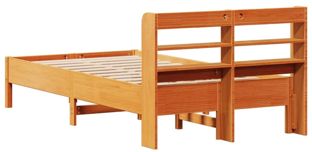 Cama sem colchão 120x190 cm madeira pinho maciça castanho-mel