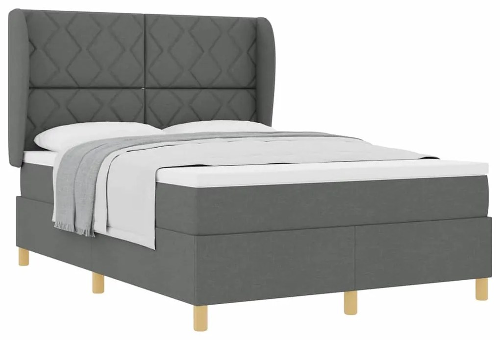 Cama Box com Colchão vidaXL Cinza Escuro 140x200 cm Tecido
