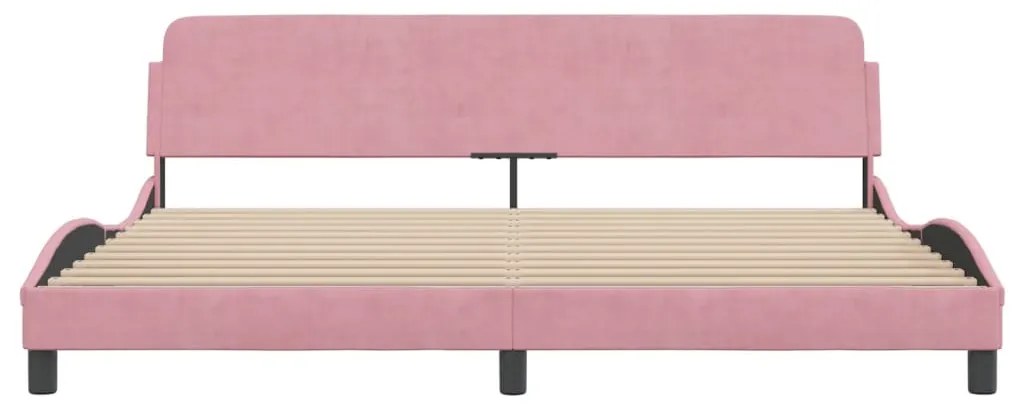 Estrutura de cama c/ cabeceira 200x200 cm veludo rosa