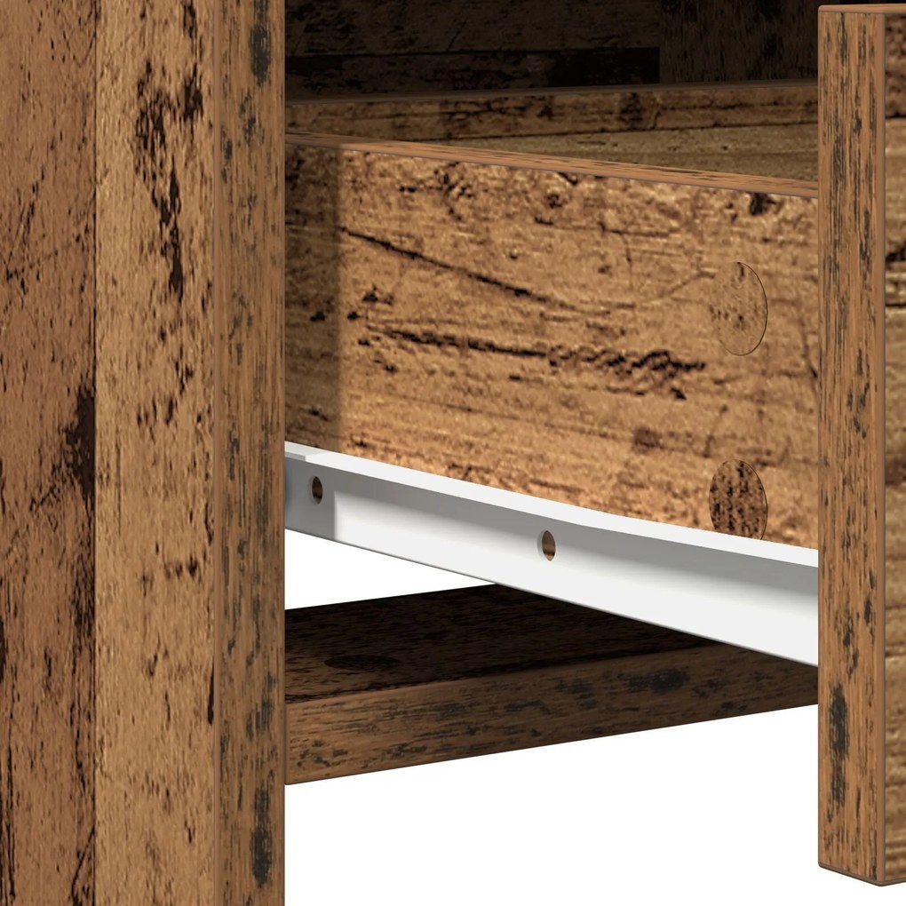 Conjunto de Mesa de Maquiagem 3 Peças MDF Madeira Envelhecida