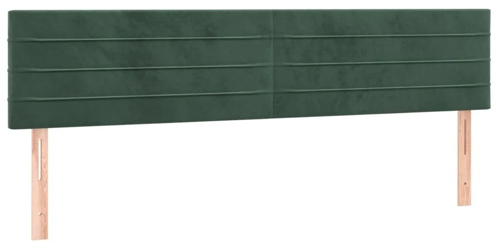 Cama box spring c/ colchão/LED 160x200 cm veludo verde-escuro