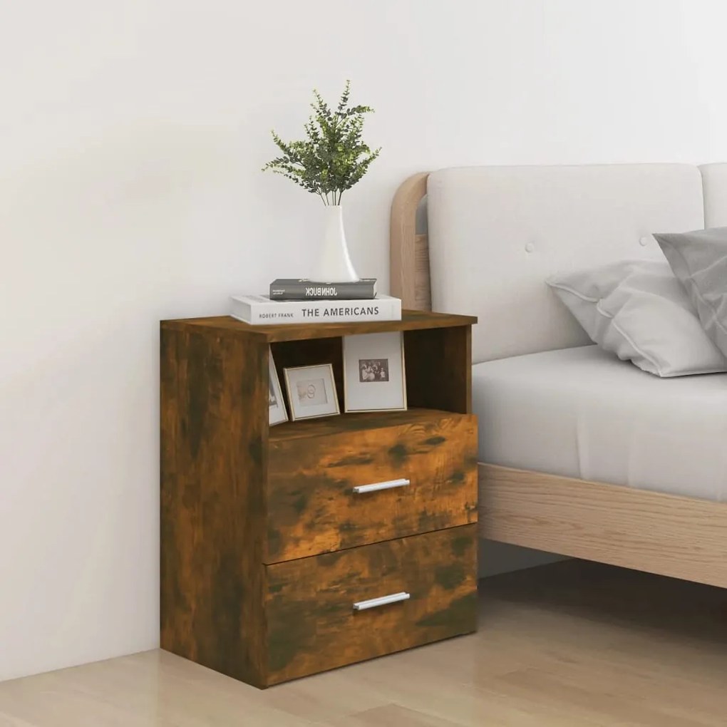 Mesa de cabeceira 50x32x60 cm cor carvalho fumado