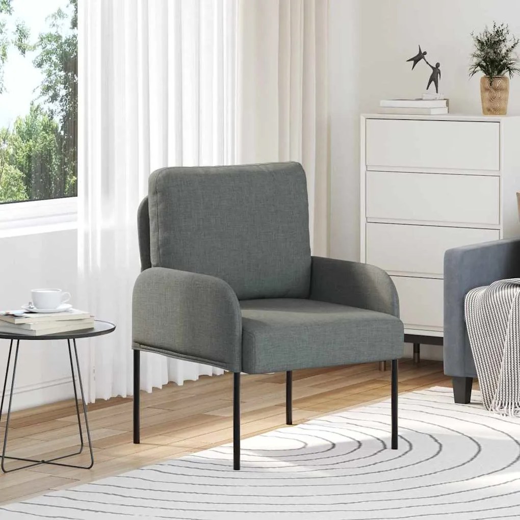 vidaXL Sofás com almofada 55cm Cinza Escuro Contraplacado