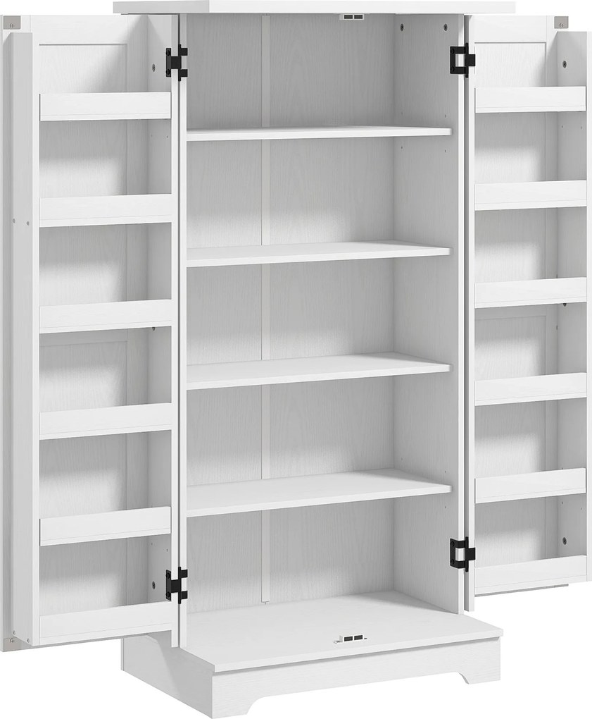 HOMCOM Armário de Cozinha 5 Níveis com Portas e Prateleiras Reguláveis 60x40x120 cm Creme | Aosom Portugal