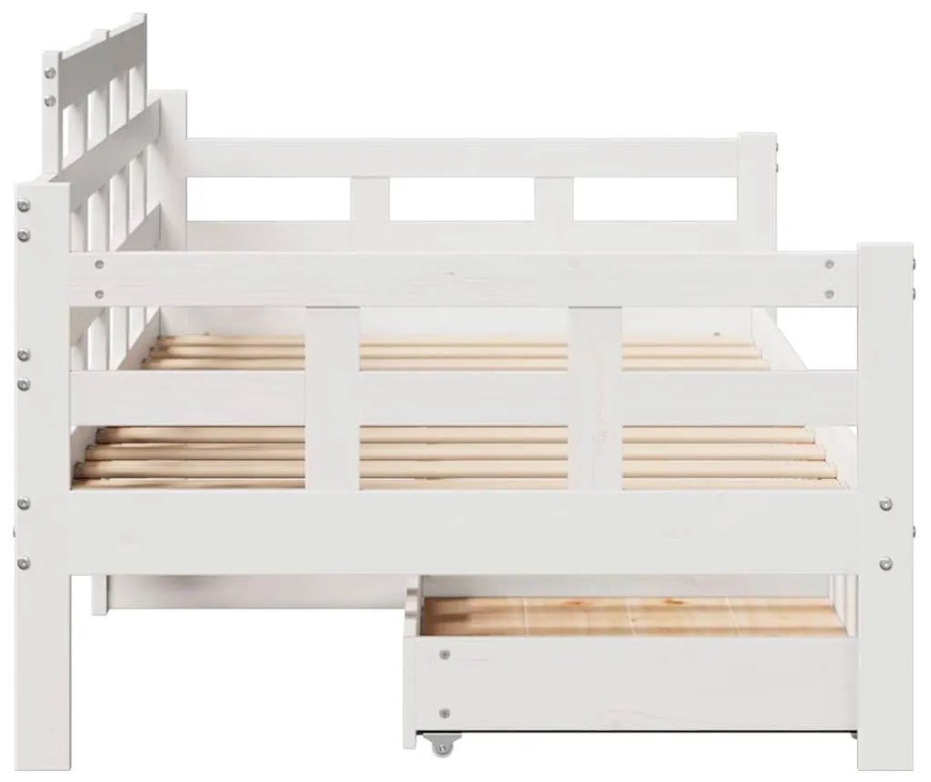 Sofá-cama c/ gavetas 90x190 cm madeira de pinho maciça branco