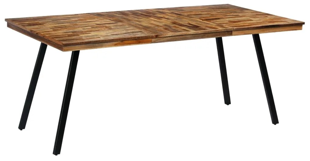 Mesa de jantar madeira de teca recuperada e aço 180x90x76 cm