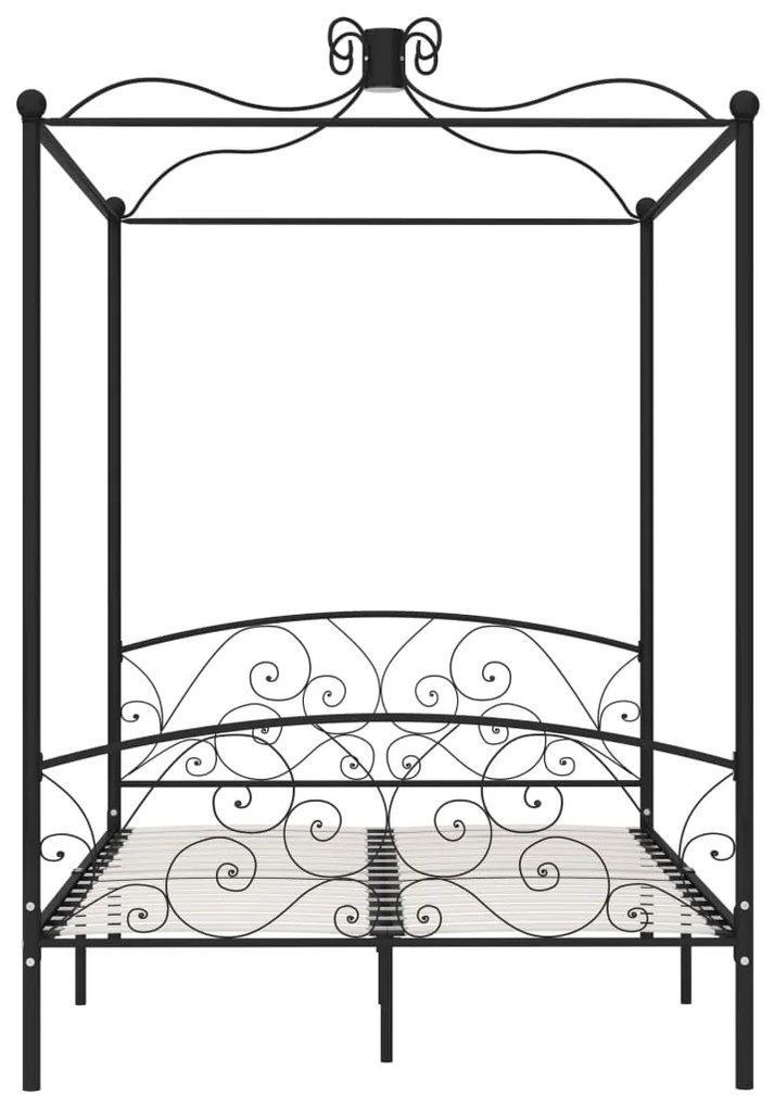 Estrutura de cama com dossel 140x200 cm metal preto